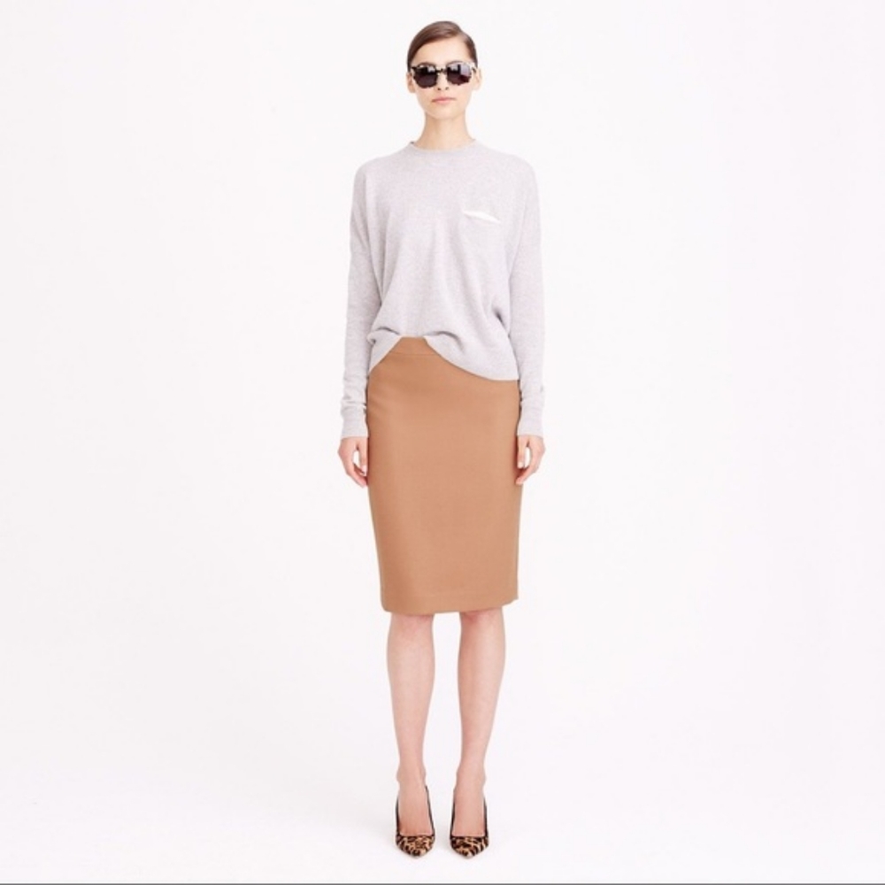 J. Crew 100% Wool Camel No. 2 Pencil Skirt NWOT